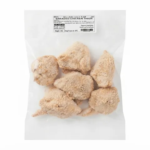 Al Falaq Breaded Chicken Thighs Bone in Skin On 1kg
