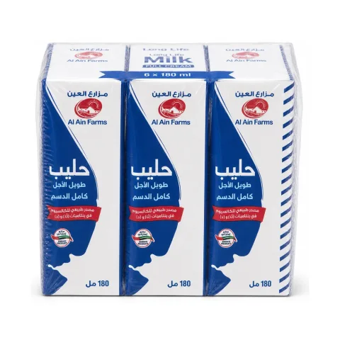 Al Ain Farms Milk Long Life Full Cream 6 x 180ml